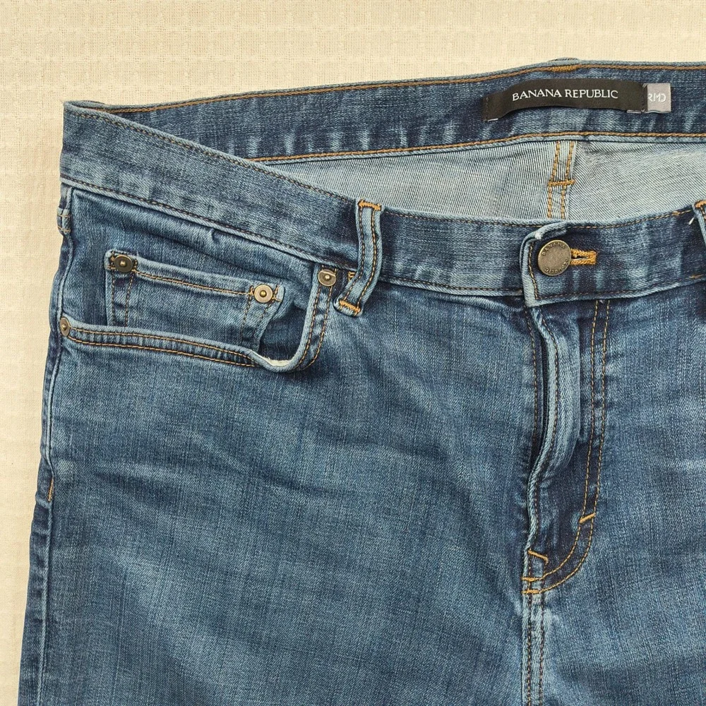 Banana Republic Mens Slim Fit Stretch Denim Blue‎ Jeans 36W 30L Medium Wash 636